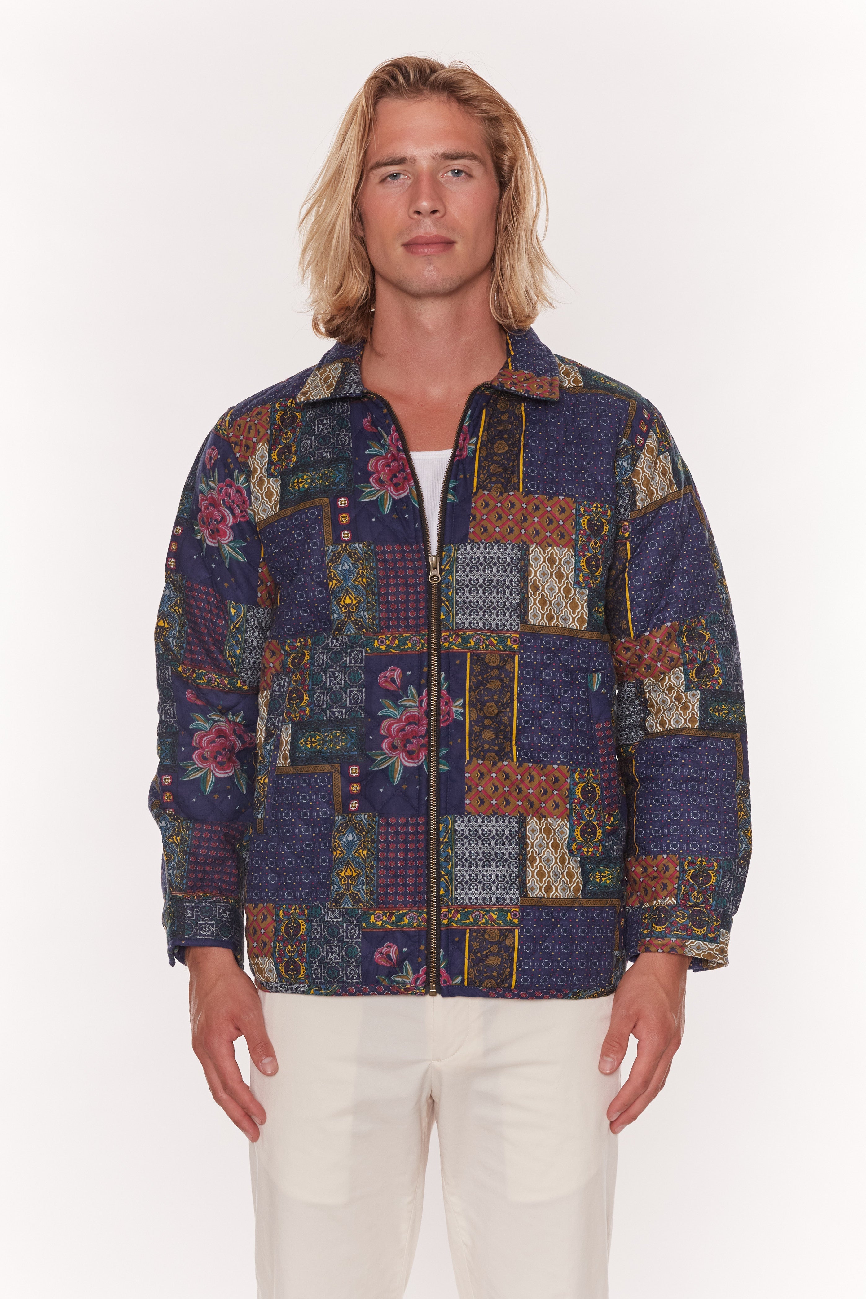 Barmer Quilted Jacket Navy RAGA