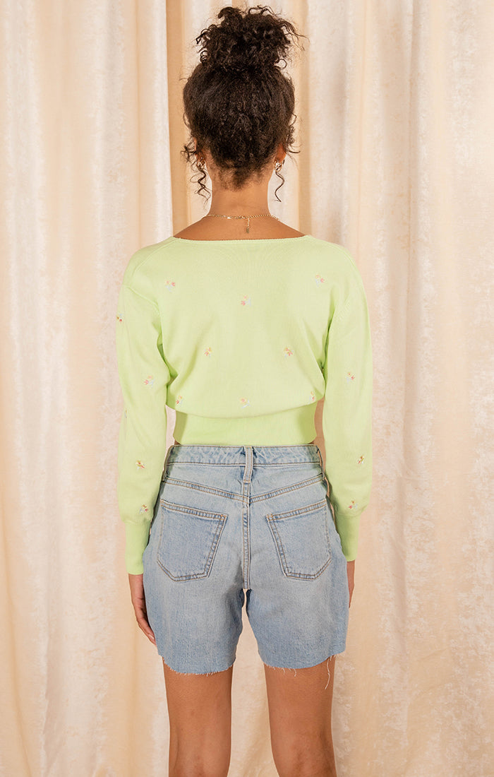 Felicity Cropped Cardigan Lime