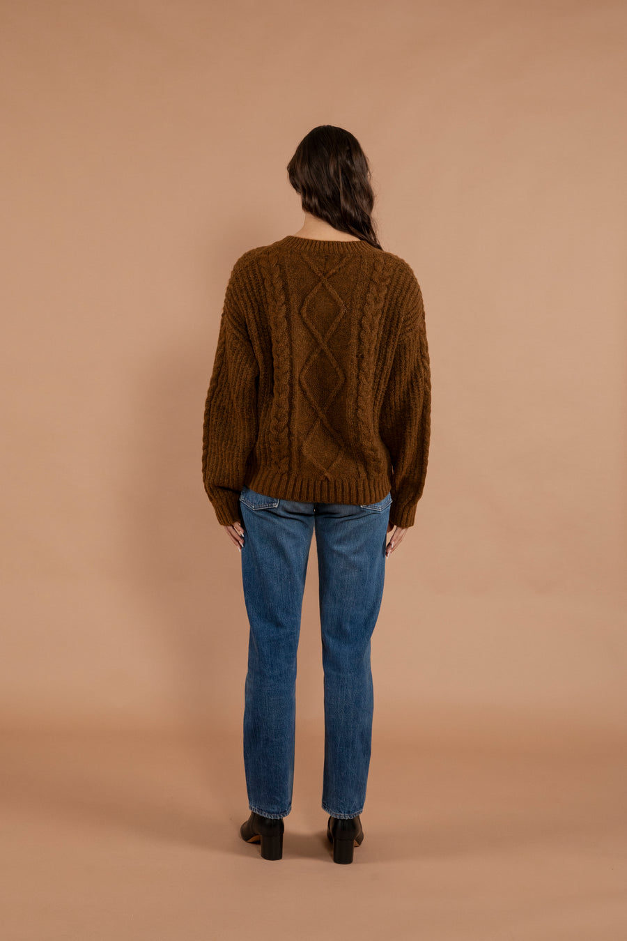 Mehal Cable Knit V-Sweater