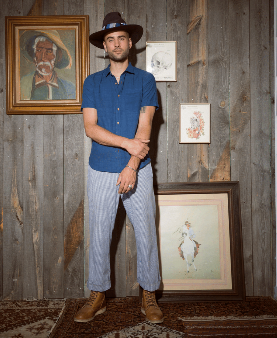 Maharasa Indigo Short Sleeve Button Down