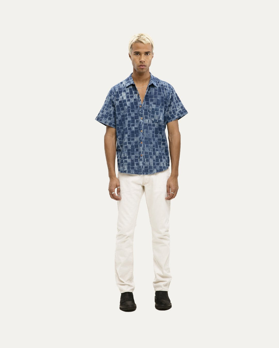 Dronika Indigo Short Sleeve Button Down