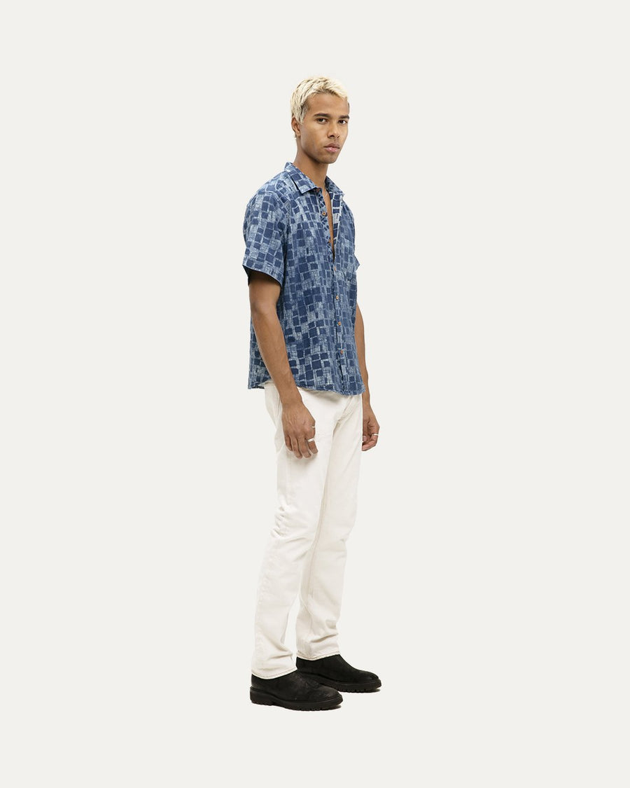 Dronika Indigo Short Sleeve Button Down