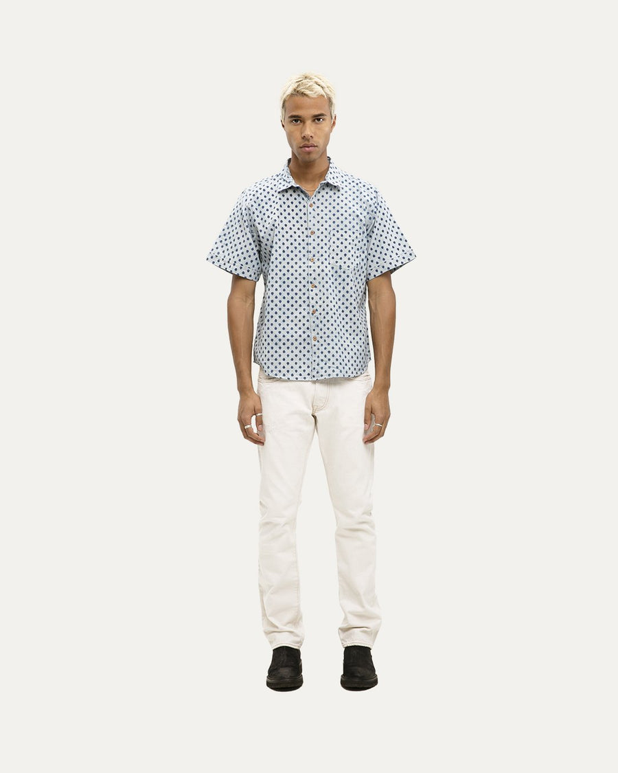 Fera Indigo Short Sleeve Button Down