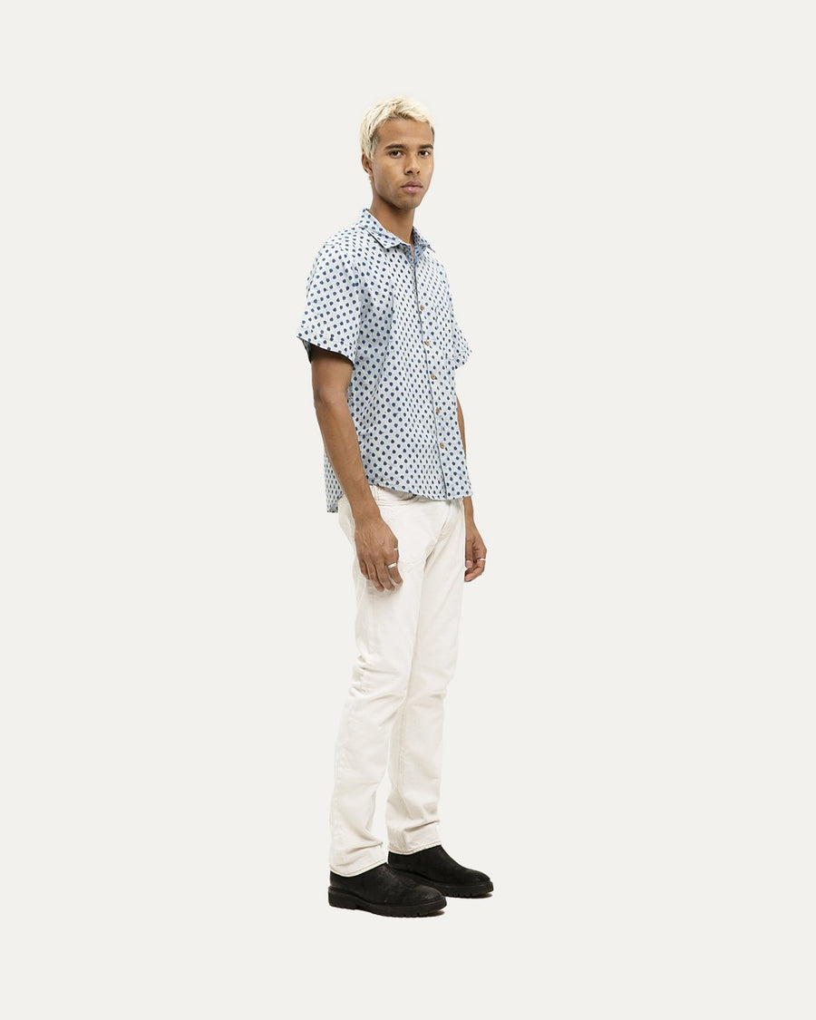 Fera Indigo Short Sleeve Button Down