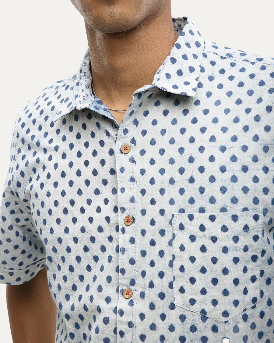 Fera Indigo Short Sleeve Button Down