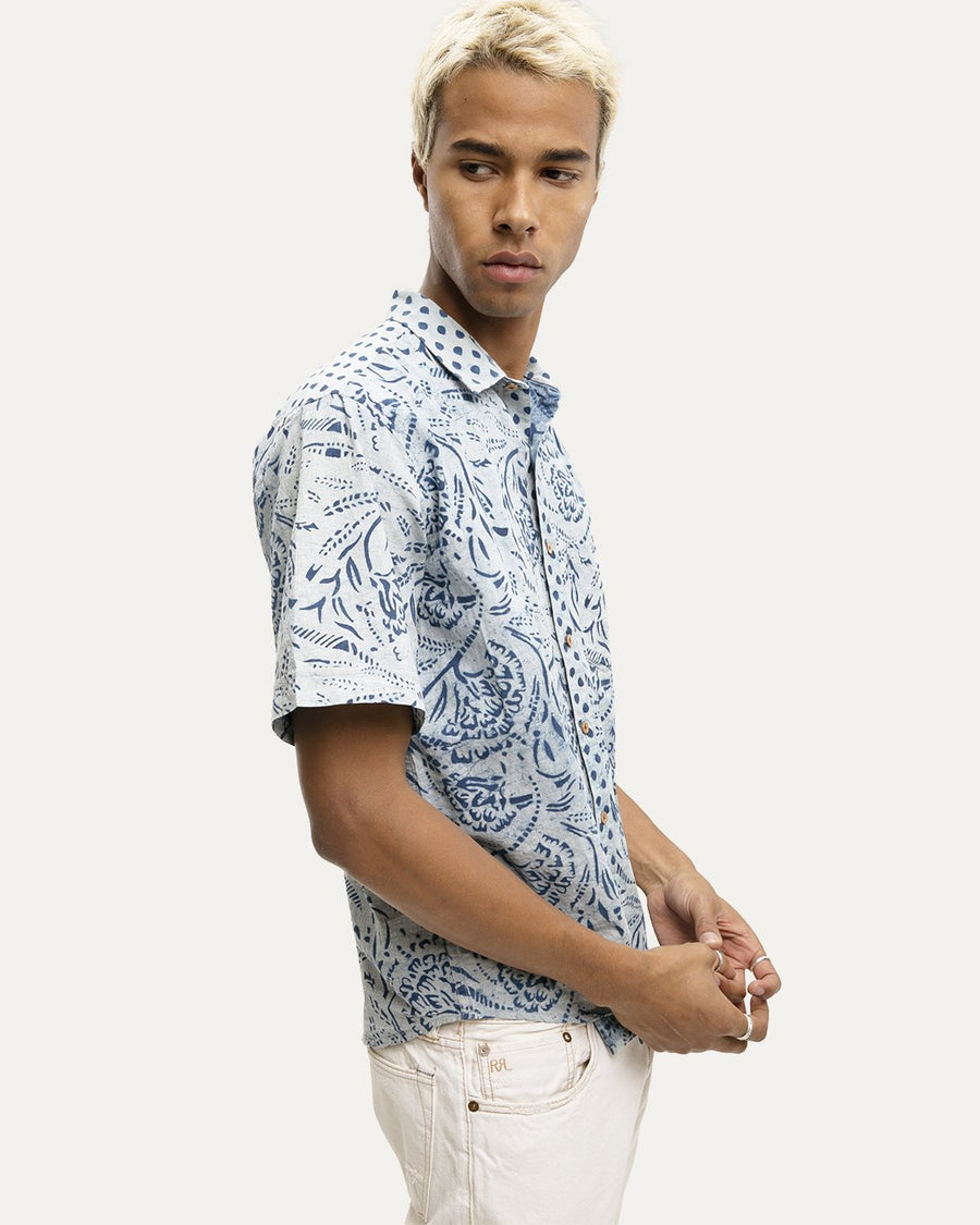 Rojdi Indigo Short Sleeve Button Down