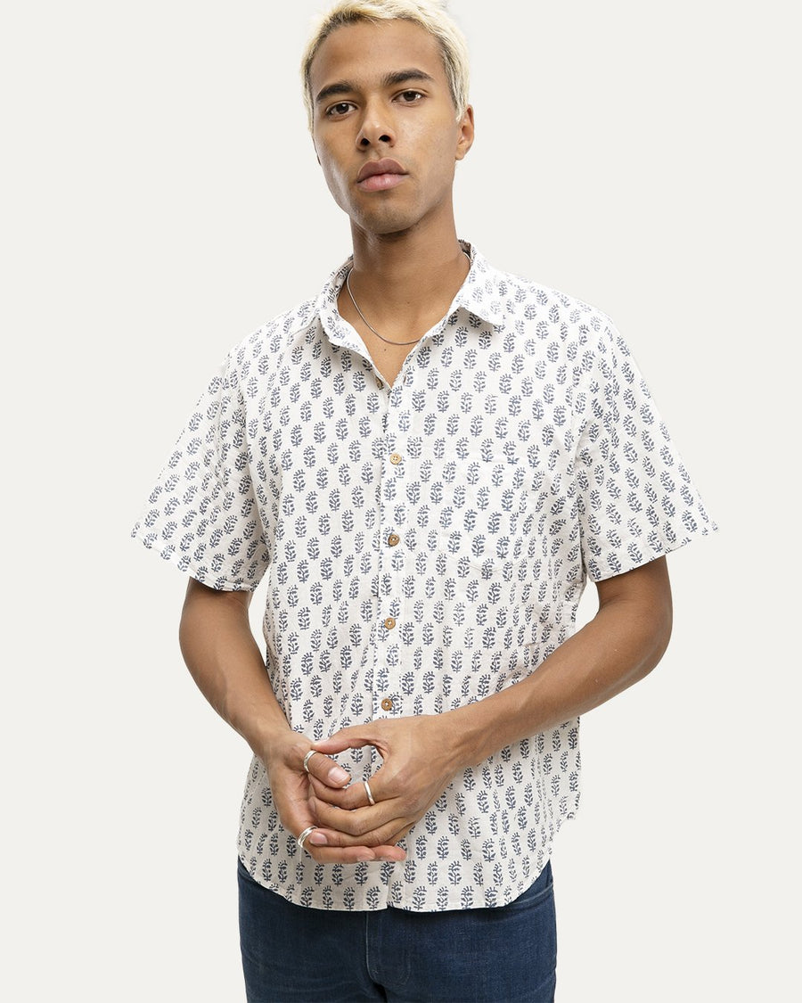 Bagru Indigo Short Sleeve Button Down